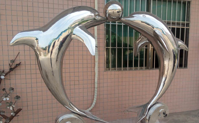 大型不锈钢海豚雕塑